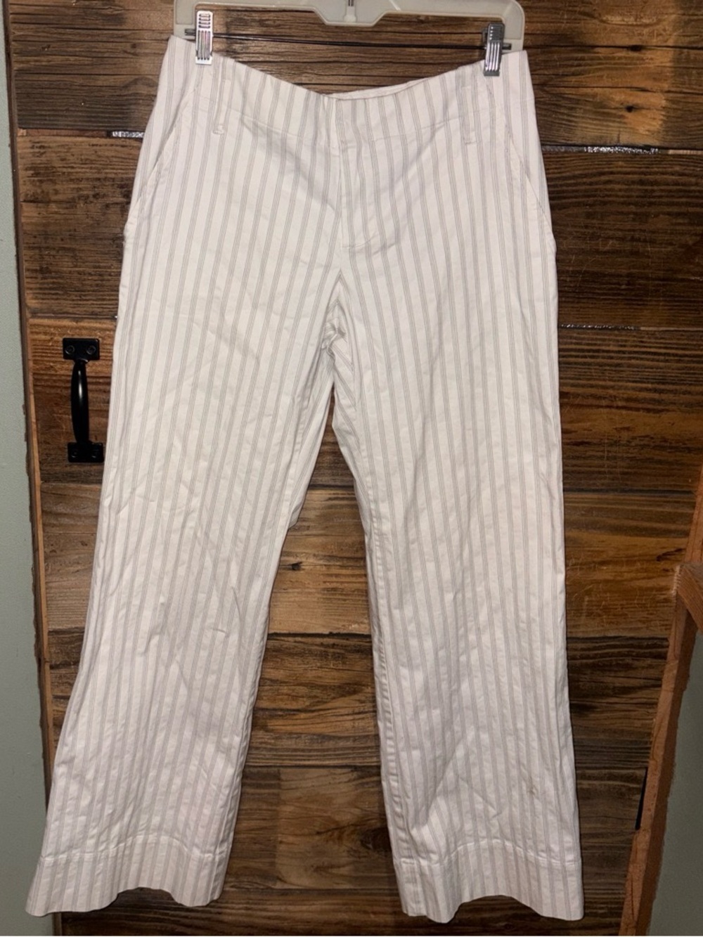 Banana Republic White and Gray Pinstripe Chinos